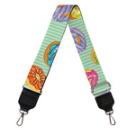 Green Striped Donut Pattern Print Bag Strap