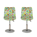 Green Striped Donut Pattern Print Bar Stool Covers