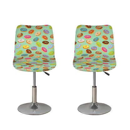 Green Striped Donut Pattern Print Bar Stool Covers