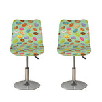 Green Striped Donut Pattern Print Bar Stool Covers
