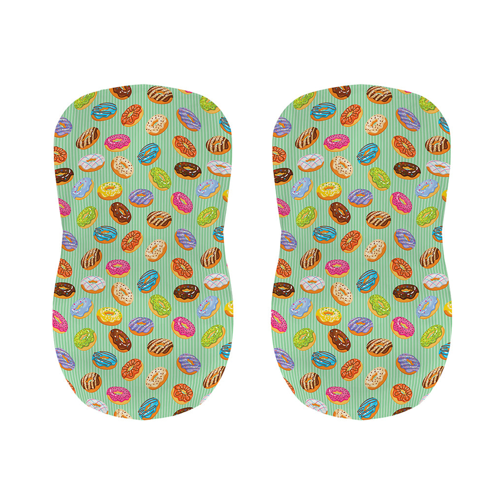 Green Striped Donut Pattern Print Bar Stool Covers