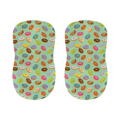Green Striped Donut Pattern Print Bar Stool Covers