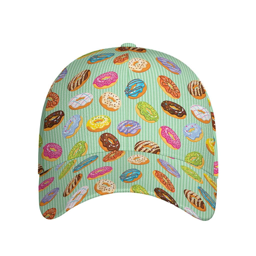 Green Striped Donut Pattern Print Baseball Cap