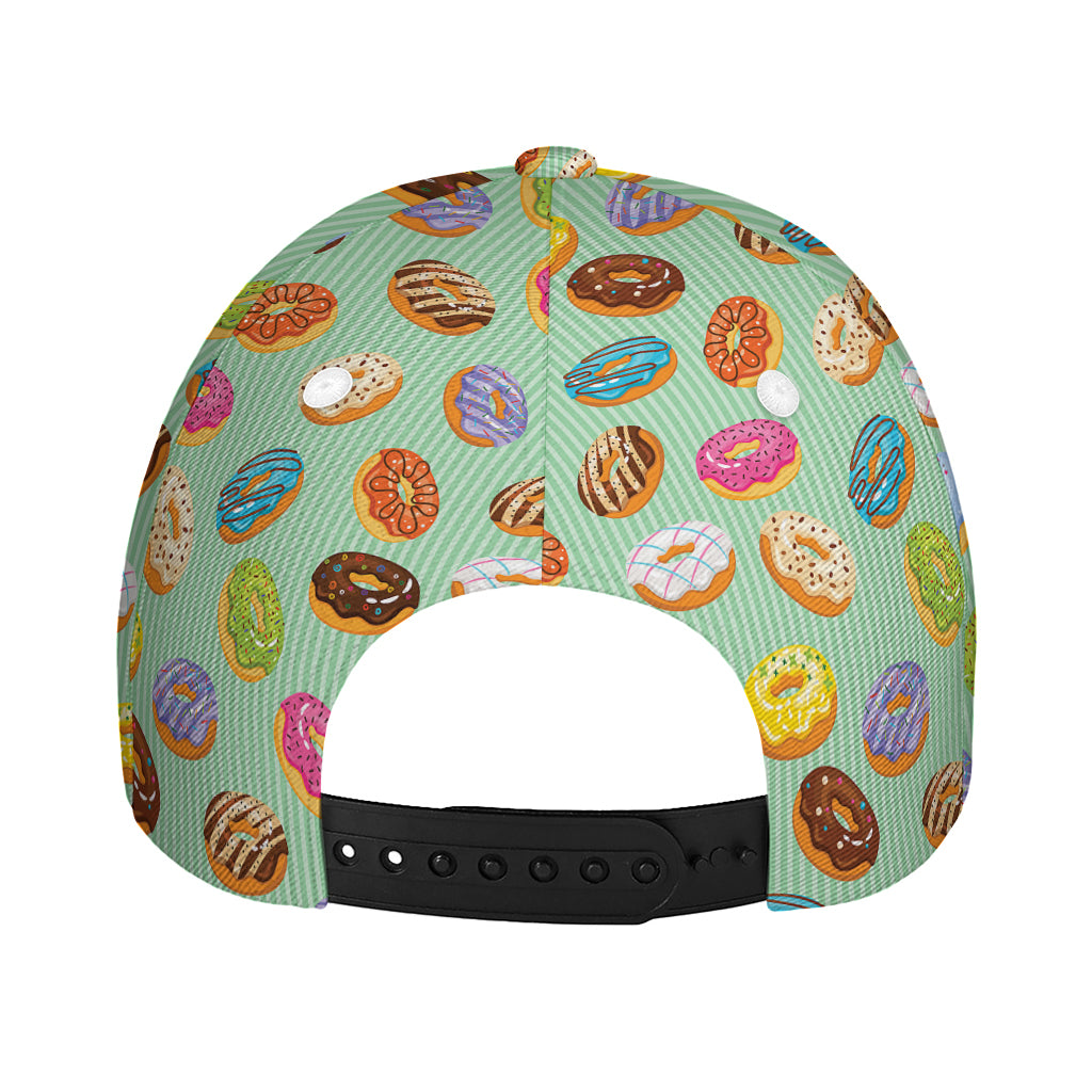 Green Striped Donut Pattern Print Baseball Cap