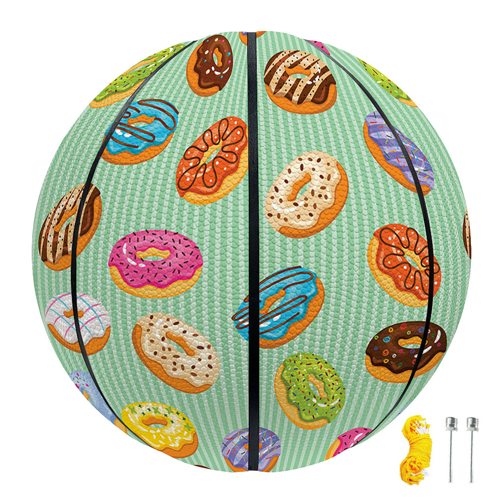 Green Striped Donut Pattern Print Basketball