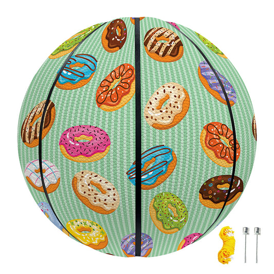 Green Striped Donut Pattern Print Basketball