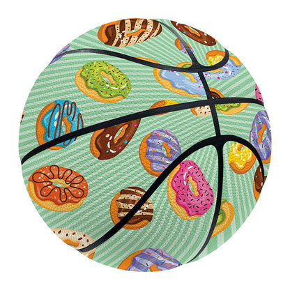 Green Striped Donut Pattern Print Basketball