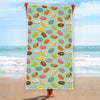 Green Striped Donut Pattern Print Beach Towel