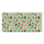 Green Striped Donut Pattern Print Beach Towel