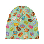 Green Striped Donut Pattern Print Beanie