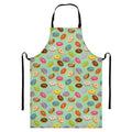 Green Striped Donut Pattern Print Bib Apron With Pocket