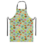 Green Striped Donut Pattern Print Bib Apron With Pocket