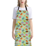 Green Striped Donut Pattern Print Bib Apron With Pocket