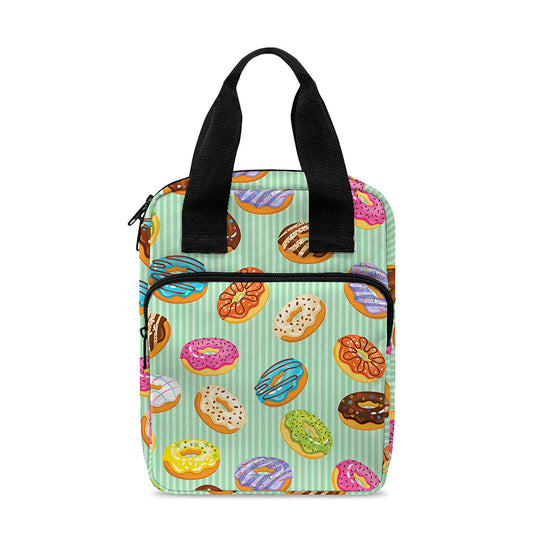 Green Striped Donut Pattern Print Bible Tote Bag