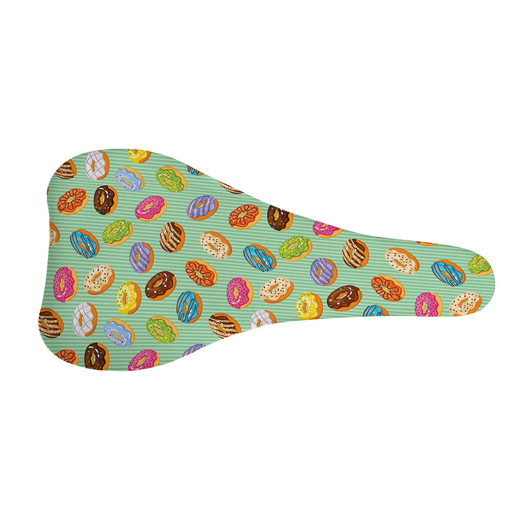 Green Striped Donut Pattern Print Bicycle Seat Cover