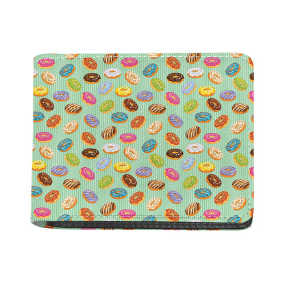 Green Striped Donut Pattern Print Bifold Wallet