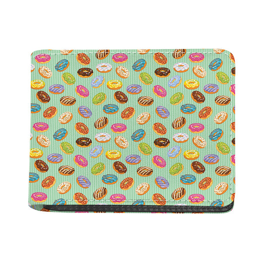 Green Striped Donut Pattern Print Bifold Wallet