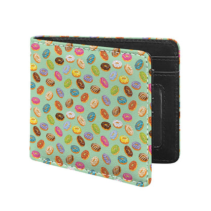 Green Striped Donut Pattern Print Bifold Wallet