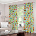 Green Striped Donut Pattern Print Dimout Grommet Curtains