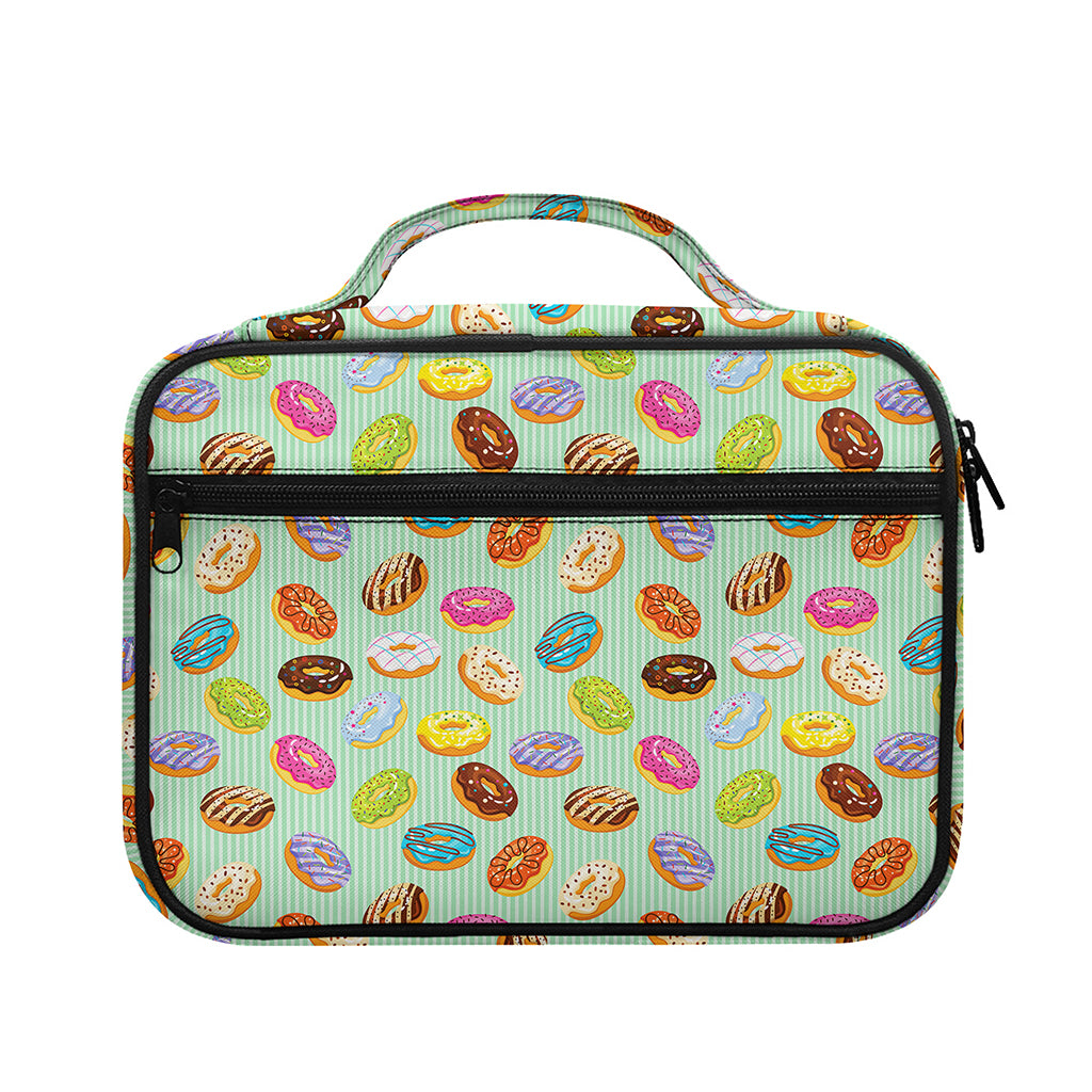 Green Striped Donut Pattern Print Briefcase Bible Bag