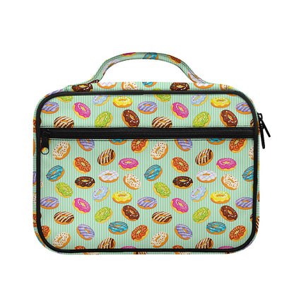 Green Striped Donut Pattern Print Briefcase Bible Bag