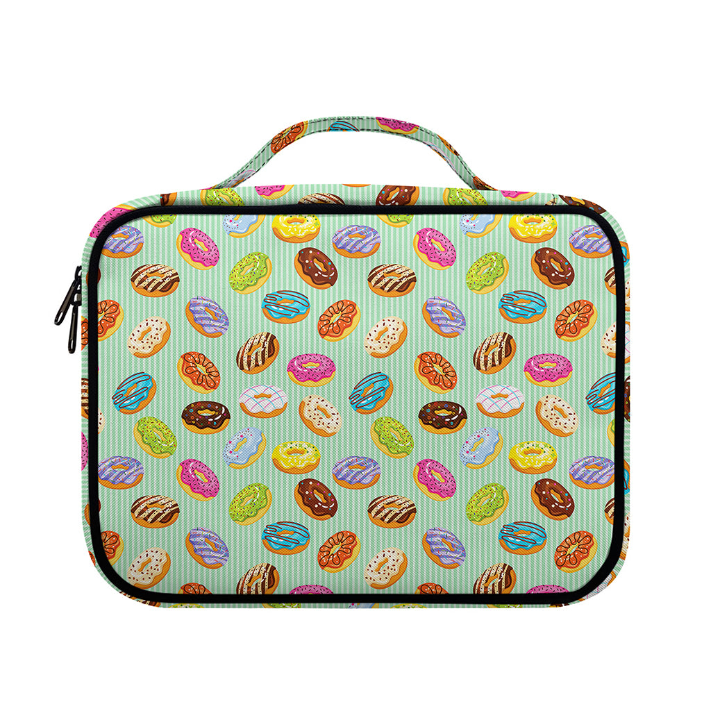 Green Striped Donut Pattern Print Briefcase Bible Bag