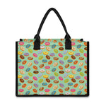Green Striped Donut Pattern Print Canvas Tote Bag