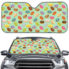 Green Striped Donut Pattern Print Car Windshield Sun Shade