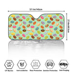 Green Striped Donut Pattern Print Car Windshield Sun Shade