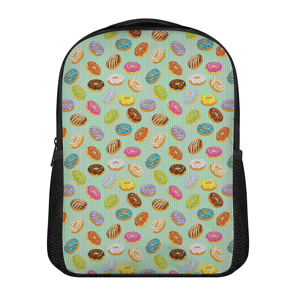 Green Striped Donut Pattern Print Casual Backpack