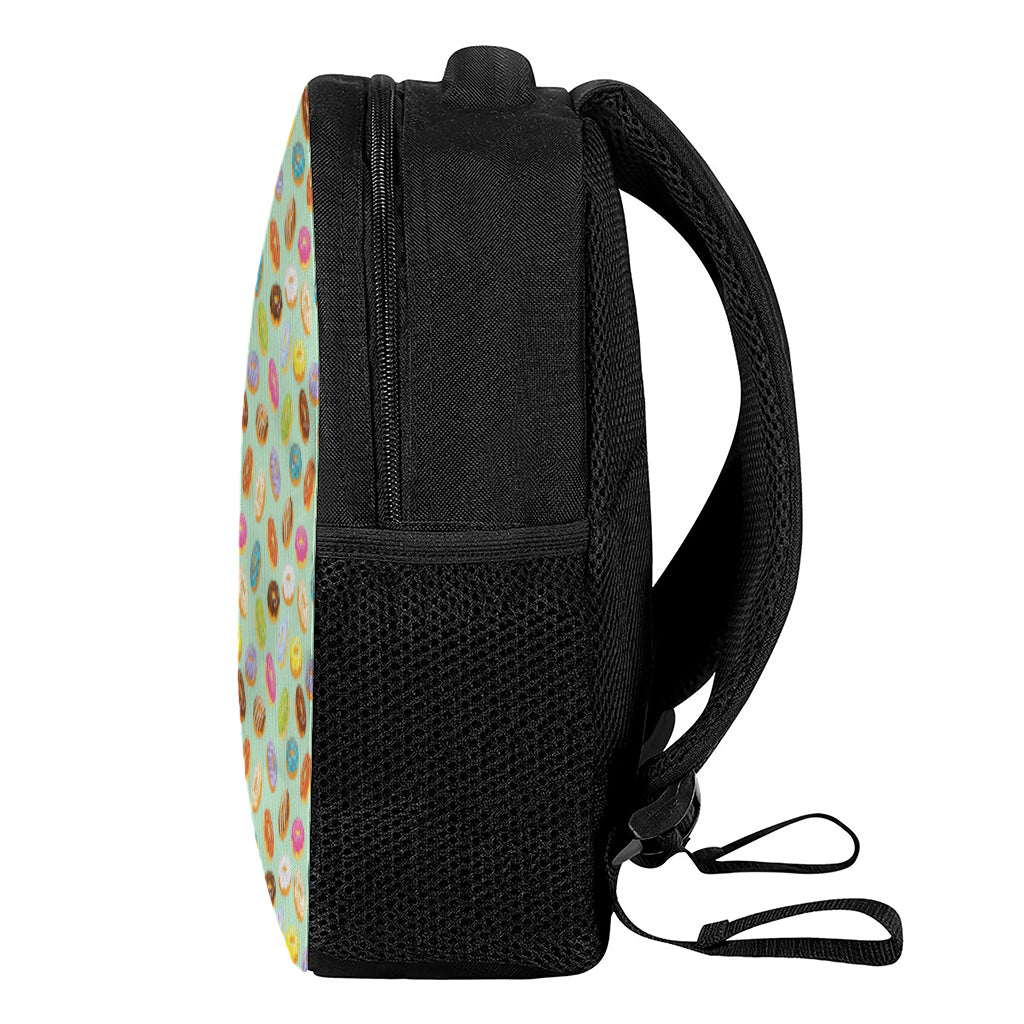 Green Striped Donut Pattern Print Casual Backpack