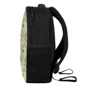 Green Striped Donut Pattern Print Casual Backpack