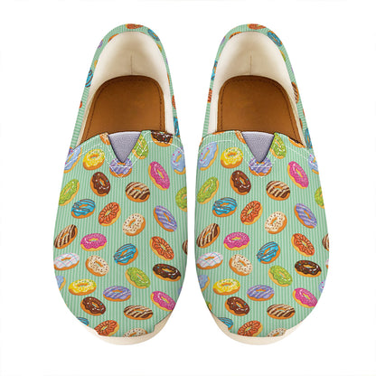 Green Striped Donut Pattern Print Casual Shoes