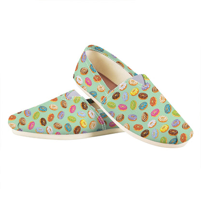 Green Striped Donut Pattern Print Casual Shoes