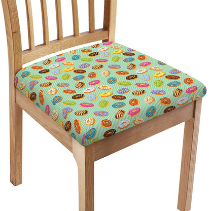 Green Striped Donut Pattern Print Chair Cushion Cover