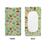 Green Striped Donut Pattern Print Changing Pad Cover