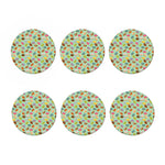 Green Striped Donut Pattern Print Coaster Set