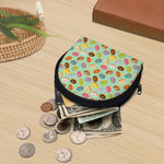Green Striped Donut Pattern Print Coin Purse