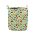 Green Striped Donut Pattern Print Collapsible Laundry Basket