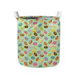 Green Striped Donut Pattern Print Collapsible Laundry Basket