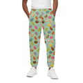 Green Striped Donut Pattern Print Cotton Sweatpants