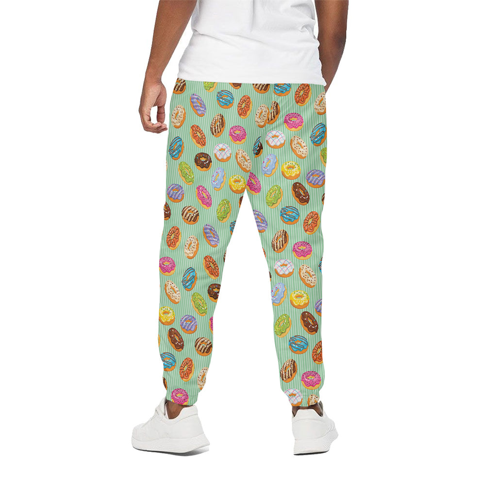 Green Striped Donut Pattern Print Cotton Pants