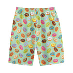Green Striped Donut Pattern Print Cotton Shorts
