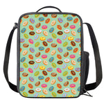 Green Striped Donut Pattern Print Crossbody Lunch Bag