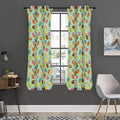 Green Striped Donut Pattern Print Grommet Curtain Panels