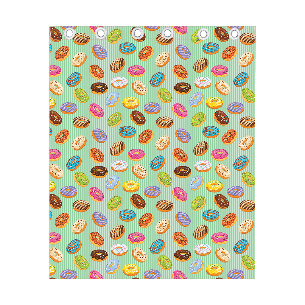 Green Striped Donut Pattern Print Curtain