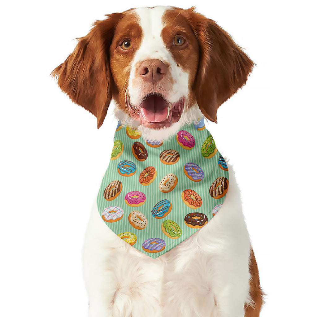 Green Striped Donut Pattern Print Dog Bandana