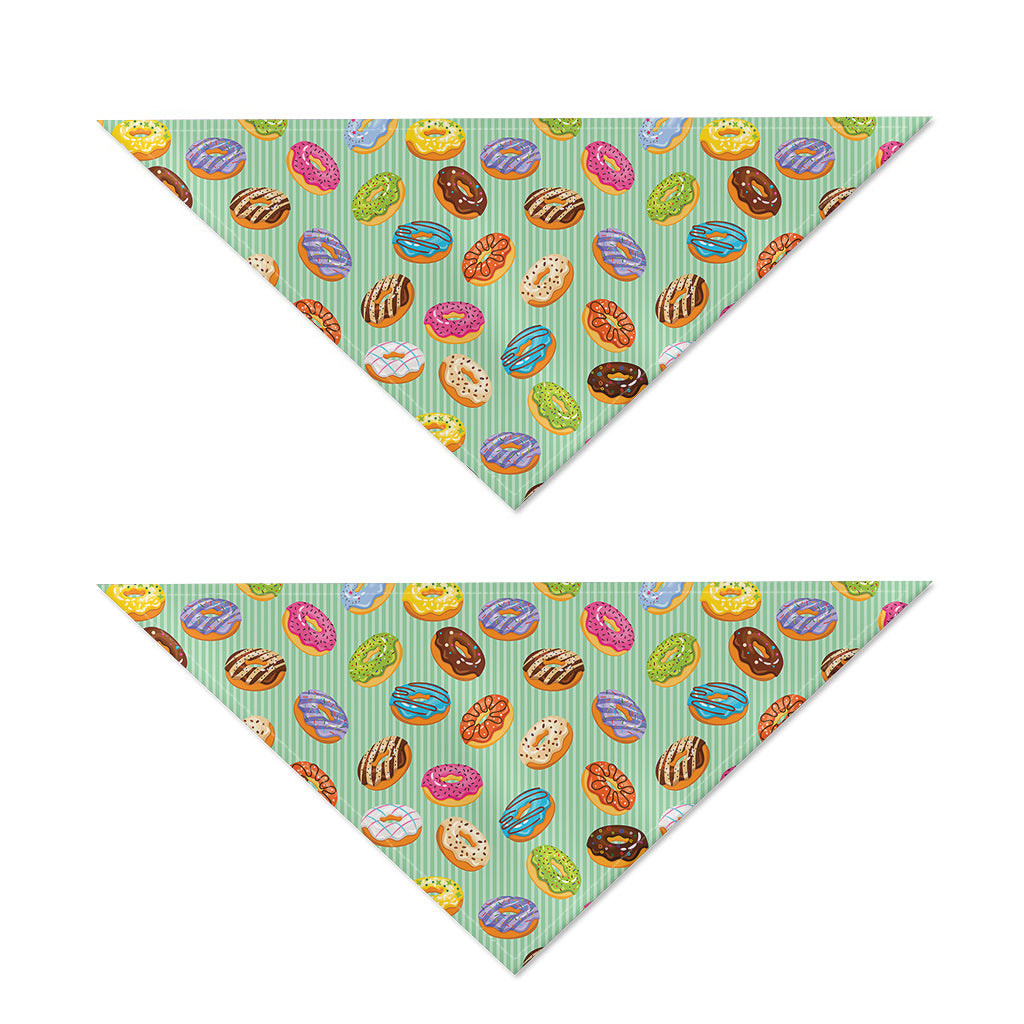 Green Striped Donut Pattern Print Dog Bandana