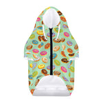 Green Striped Donut Pattern Print Dog Zip Up Hoodie
