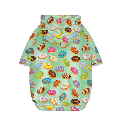 Green Striped Donut Pattern Print Dog Zip Up Hoodie